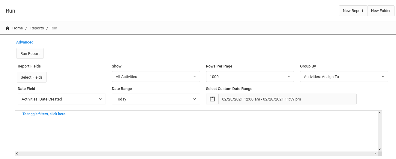 Customize the report settings