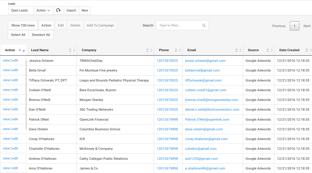 Create Custom Lead Lists