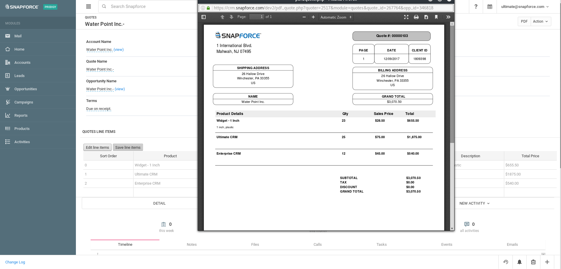 CRM Price Quotes