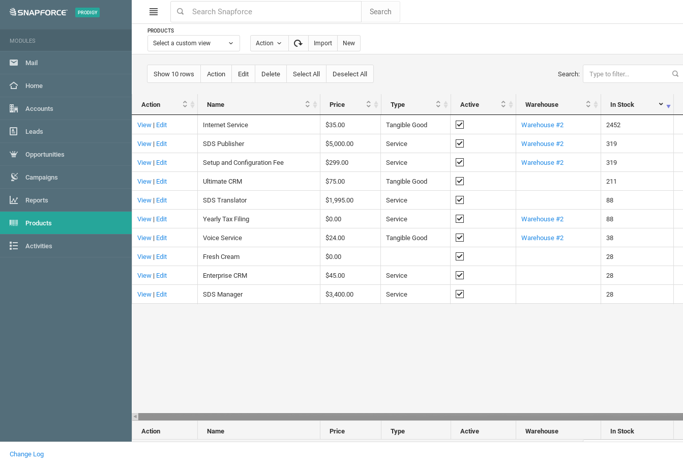 Inventory Management Snapforce CRM Features