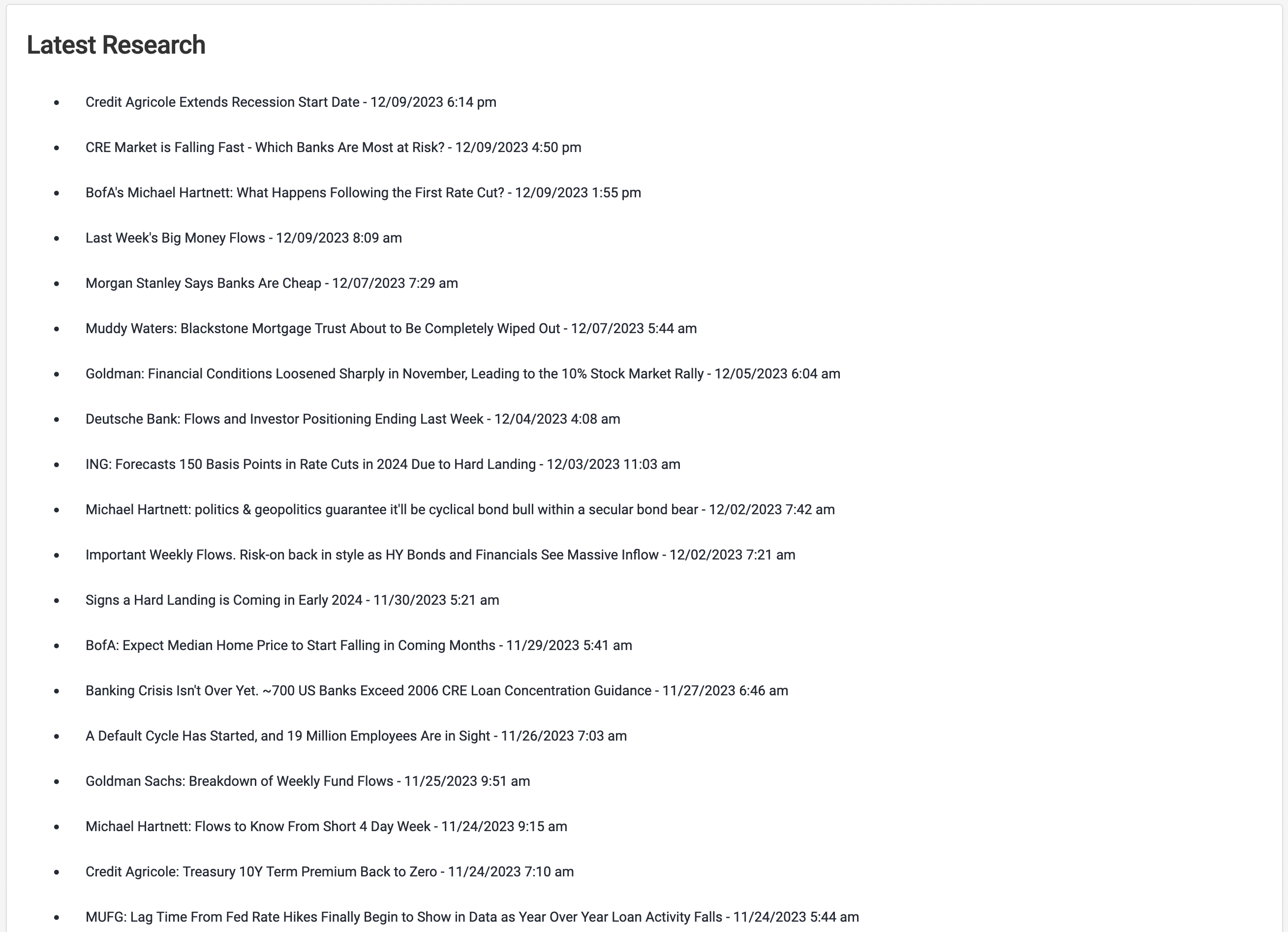 Research Database Feed - Continuous Flow